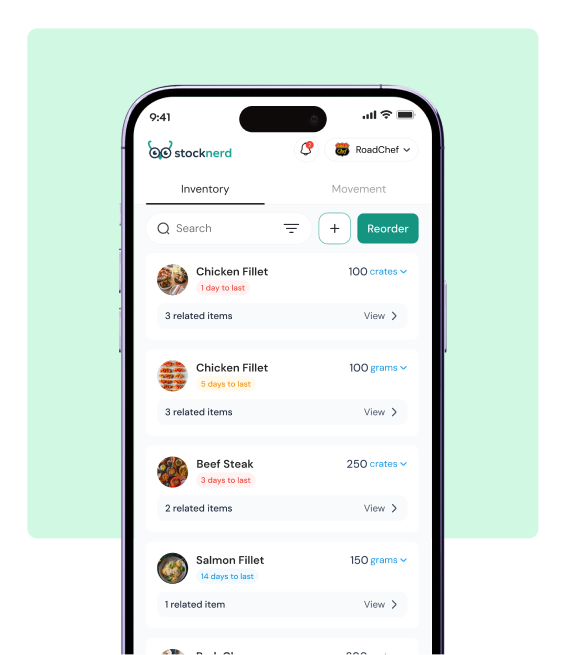 Stocknerd inventory list shown on a phone