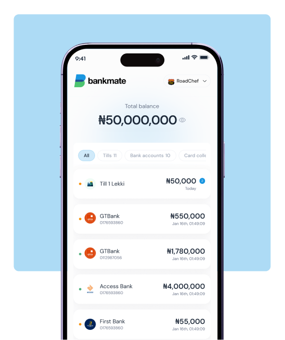 Bankmate account balances and payment breakdown shown on a phone